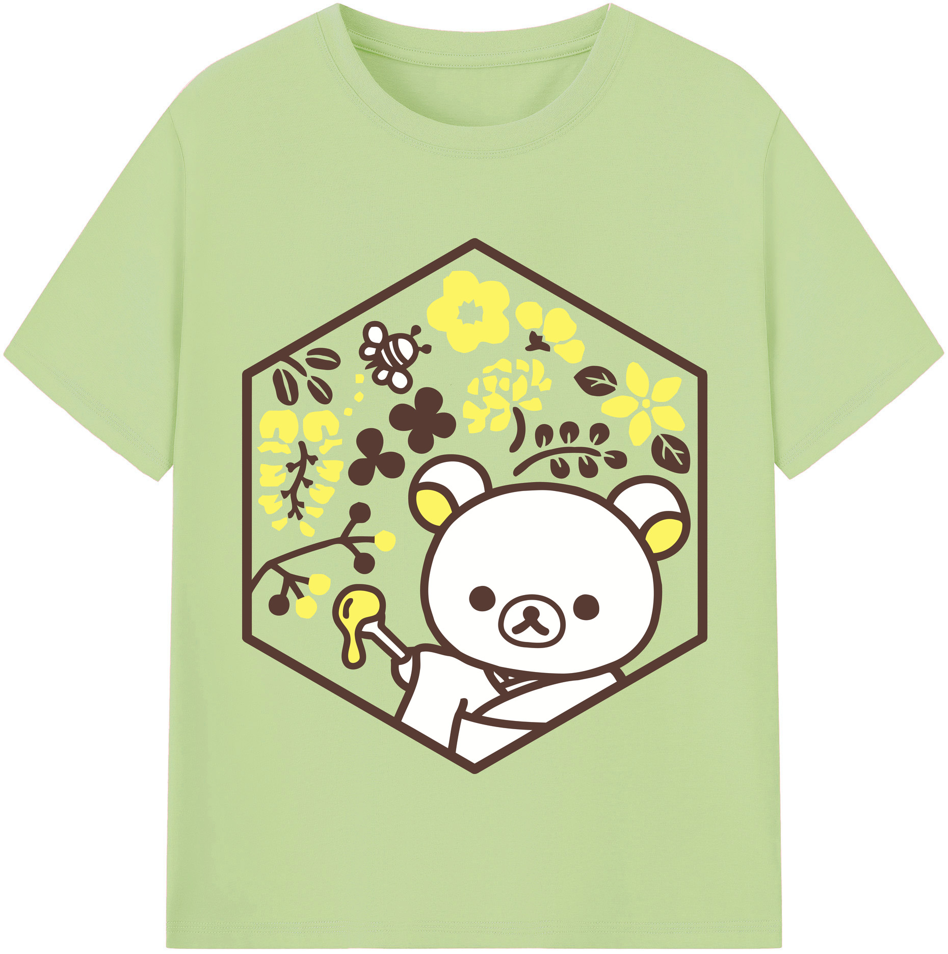 （画像用） リラックマ リラックマ キイロイトリ Rilakkuma Korilakkuma Kiiroitori 綿100％半袖Tシャツ（フロントプリント）